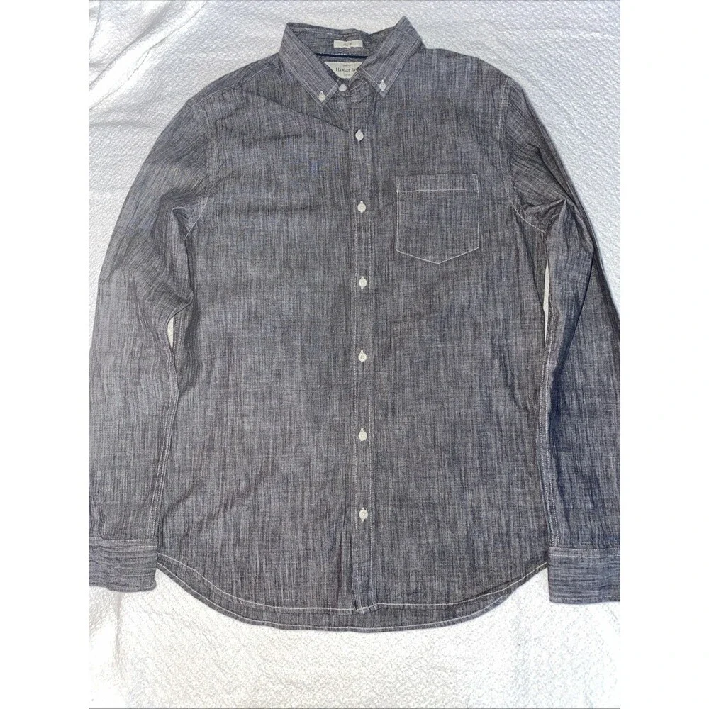 Hawker Rye Premium Quality Stretch Shirt L Tall Slim Fit Gray Chambray Style
